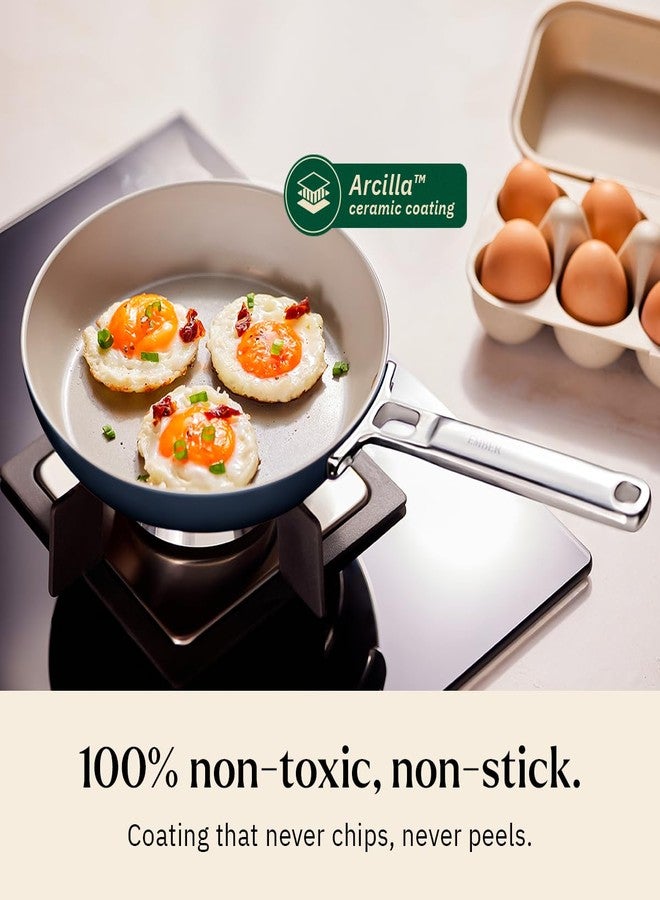 Ember Cookware مقلاة سيراميك أرسيللا من إمبر كوكوير، 20 سم | أواني طهي غير لاصقة وغير سامة | معتمدة من معهد المواصفات والمقاييس الهندي | مقلاة للبيض والأومليت | ملعقة مسطحة واحدة | مقبض فولاذي | خالية من مركبات PFAS وPTFE | ضمان 5 سنوات | أزرق - Image 3